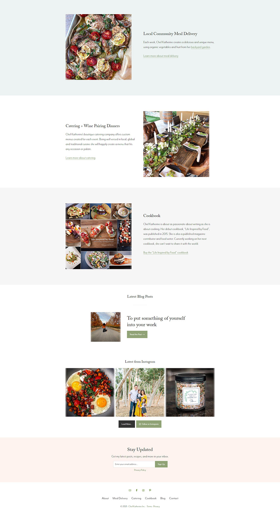 Chef Katherine website homepage