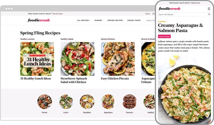 FoodieCrush website desktop and mobile view