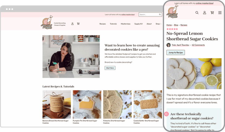Paper Street Parlour website desktop and mobile view
